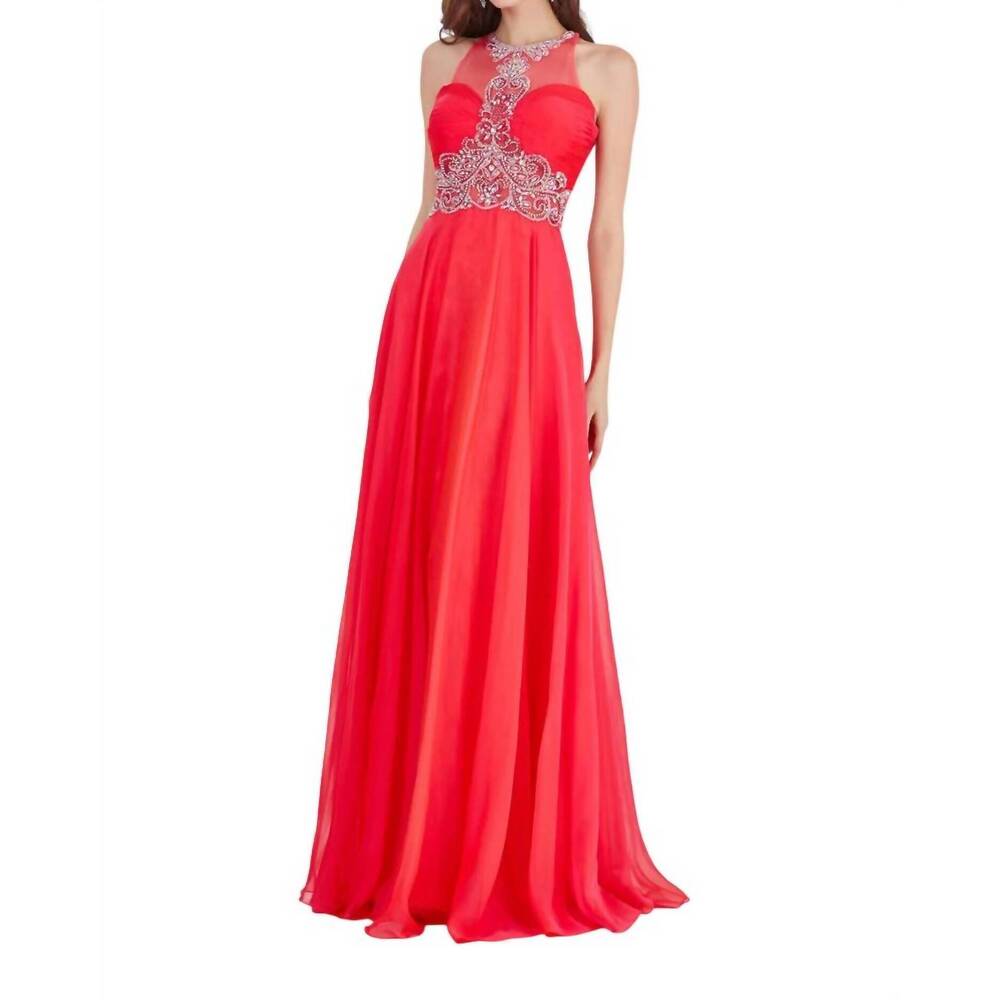NEW ANGELA & ALISON chiffon long prom dress in fuchsia